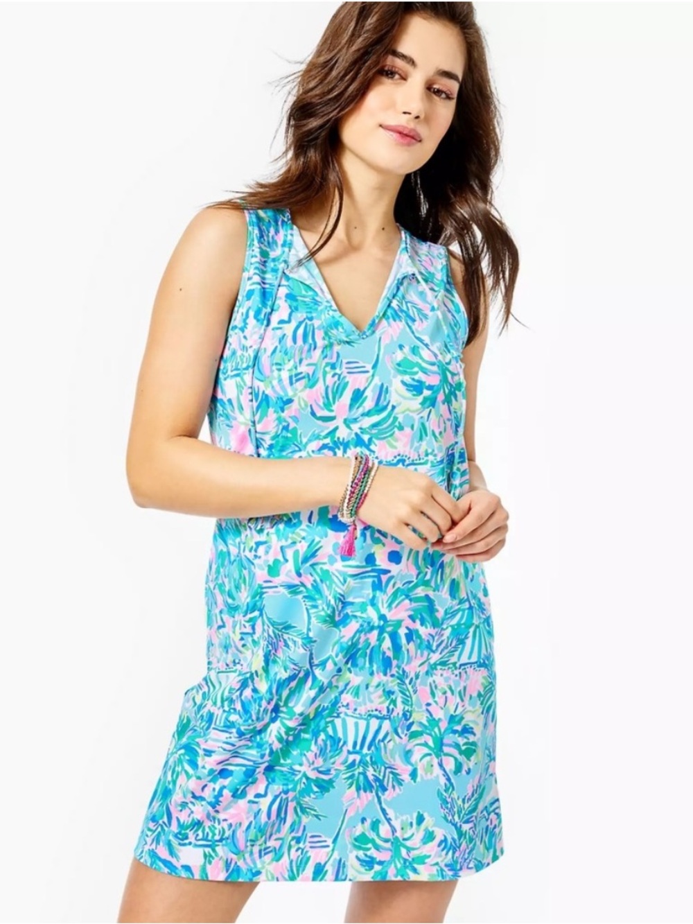 Lilly Pulitzer || Johana Swim Coverup in Blue Ibiza Cabana Cocktail Print XL